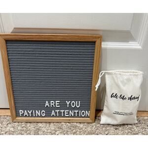 "Felt Like Sharing" Gray Felt Message Board With Letters And Symbols 10x10